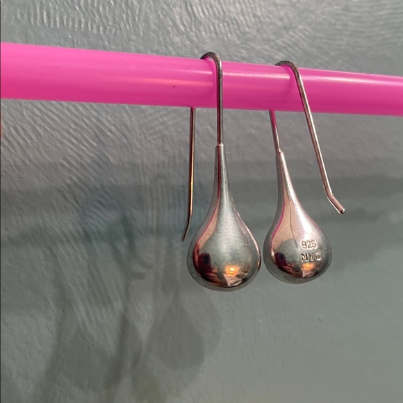 Jewelry - NVC 925 Sterling Silver Dangle Tear Drop Earrings Hook Modernist Signed Lot